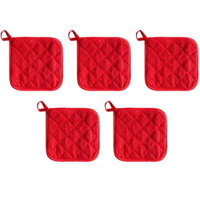 Produktbild von Topflappen aus Baumwolle, maschinenwaschbar, hitzebeständiger Topflappen, Topflappen, Hot Pads, Untersetzer zum Kochen und Backen(Rot)