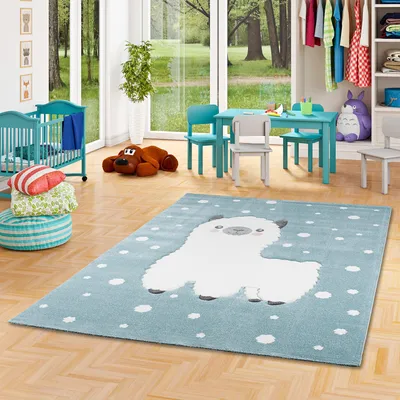 Produktbild von Kinder Teppich Maui Kids Alpaka Pastell Blau, Größe:200x290 cm