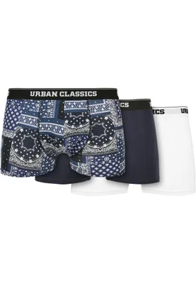 Immagine prodotto di Pantaloncini da uomo Urban Classics Organic Boxer Shorts 3-Pack bandana navy+navy+white - S