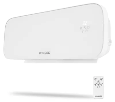 Produktbild von VONROC - Badezimmerheizung 2000W – Schwenkfunktion – Glasfront – WiFi – Weiß