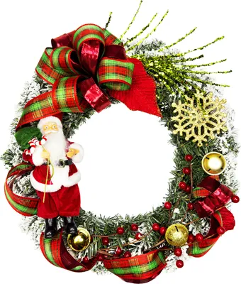 Produktbild von Weihnachtskranz künstlich dekoriert grün Kranz SANTA 45 cm für Tisch und hängen
