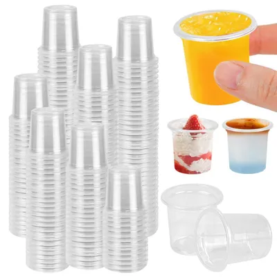 Plastikbecher 20 ml mit Rand, 200 Stück, transparent