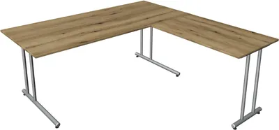 Produktbild von Schreibtisch start up Fuß silber BxT 180x180cm eiche