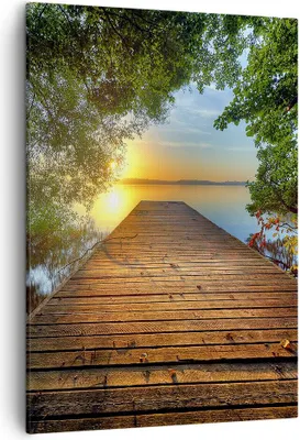 Produktbild von Bild auf Leinwand - Leinwandbild - Einteilig - Brücke See - 50x70cm - Wand Bild - Wanddeko - Wandbilder - Leinwanddruck - Kunstdruck - Wanddekoration - Leinwand bilder - Wandbild - PA50x70-3528