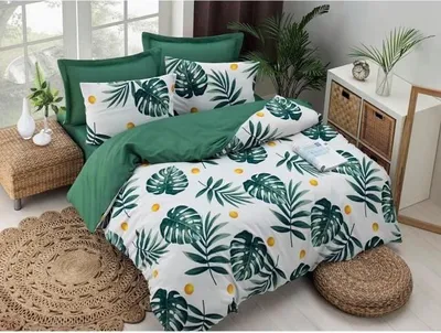 Produktbild von Bettwäsche-Set mit Bettbezug 220 x 240 cm, 2 Kissenbezüge 60 x 60 cm, 65% Baumwolle 35% Polyester, Grün
