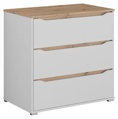 Imagen del producto de Aparador Vicco Ruben Blanco/Roble artesanal 80 x 76.6 cm con 3 cajones, Model 62886