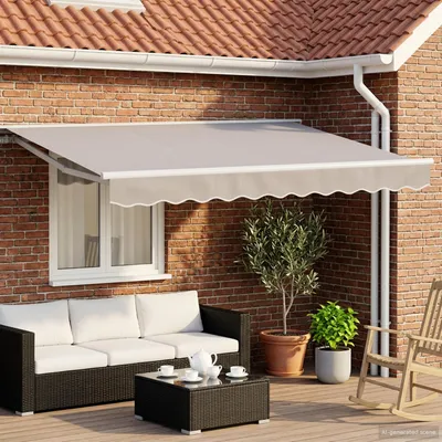 Image de vidaXL Store à enroulement manuel, gris clair, 3 x 2,5 m