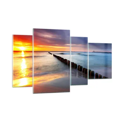 Produktbild von Bilder auf glas - Meer Küste Strand Sonnenaufgang - 120x70cm - Glasbilder - Wandbilder - Kunstdruck - zum Aufhängen bereit - Wanddekoration aus Glas - Glas Bilder - Wandbild auf Glas - GDL120x70-2781