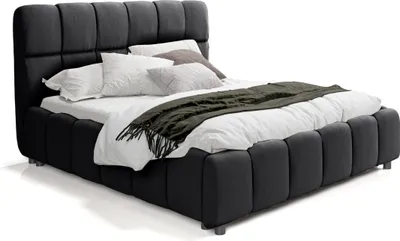 Produktbild von FEDVE Polsterbett Doppelbett Egeris Bett Bettkästen 160x200 cm Schwarz (Magic Velvet 2272) Mit Matratze