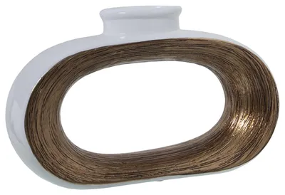 Image de Solidchoice - Vase en céramique blanc et doré, dimensions : 10 x 37 x 24 cm
