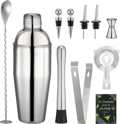 Produktbild von Cocktailshaker Set 750 ml - professionelle Bartools - 10 Zubehörteile - rostfreier Stahl