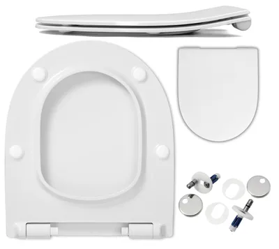 Produktbild von WC Sitz - Toilettensitz - Weiß - 42 Cm X 36 Cm - Duroplast - Selbstschließend - Toilettendeckel
