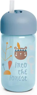Productafbeelding van Lekvrije Rietjesbeker voor Baby's - Hygiënisch en Praktisch, 340 ml, 18+ maanden, Blauw