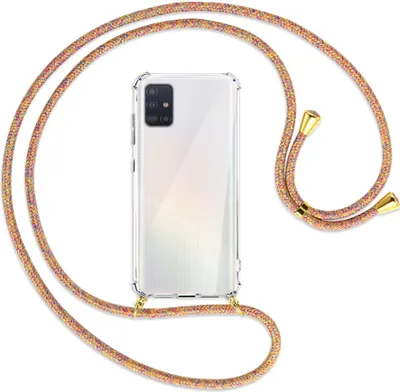 Produktbild von Handykette Backcover-Schutzhülle mit Band (Metall goldfarben) für Samsung Galaxy A51 (A515) - Rainbow