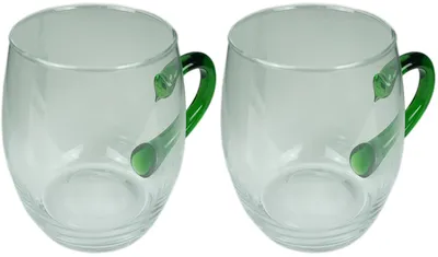 Produktbild von Novaliv 2x Weinseidel mit grünem Henkel 250 ml Weinglas geeicht Glas Weißweinglas Glühweingläser Glühweintasse  Punchgläser Teegläser mit Henkel Schorleglas