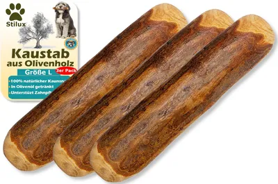 Produktbild von Set aus 3 Olivenholz-Kauspielzeugen für Hunde