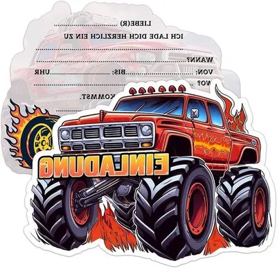Produktbild von Einladungskarten Kindergeburtstag Junge Monstertruck