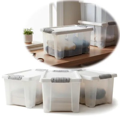 Produktbild von LS-LebenStil Stapelbox Allzweckbox 3´er Set 30x20x15cm mit Deckel Transportbox Stapelkiste Aufbewahrungsbox Aufbewahrungskiste Kunststoffbox