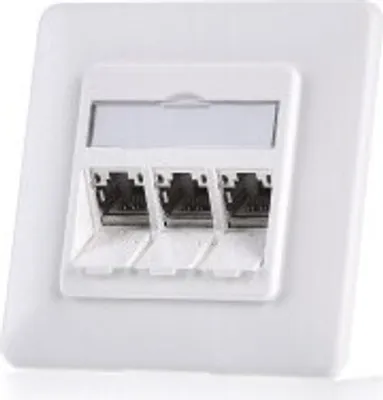 Produktbild von Anschlussdose, Kategorie 6A 3xRJ45, UP, reinweiß TN E-DATmod-3UP-rws