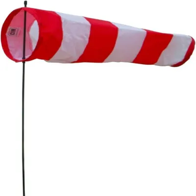 Produktbild von Windsack - 1 Stück - 60cm Rot/Weiß - Professioneller Windsack - Mit PET-Reflexstreifen - Für Garten & Außenbereich - Flughafenqualität