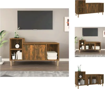 Image de vidaXL Armoire TV chêne fumé 100x35x55 cm Bois composite - Meuble TV