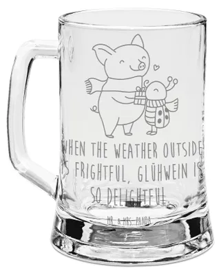 Produktbild von Mr. & Mrs. Panda Krug Glühschwein Smörle - Transparent - Geschenk, Humpen, Herzliches Marienkäfer Motiv, Gravur Bierkrug, Seidel, Süßer Gibt, Mit, Der Stolze, Weihnachten