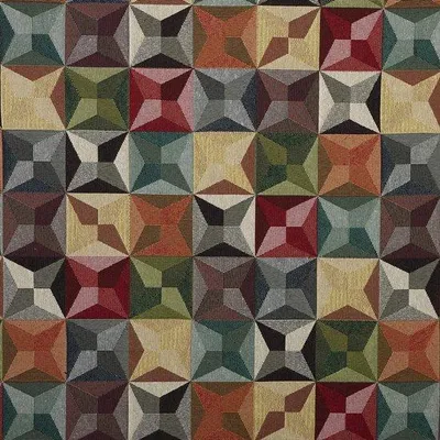 Produktbild von Jacquard Wandtapijt, 100 cm x 280 cm, Sterne, Rote, Grüne, Gelbe, Orangefarbene, Deko-Teppich, 1 Meter