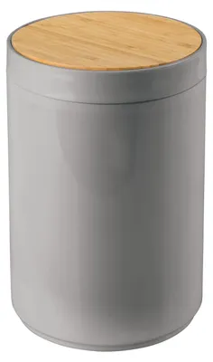 Produktbild von mDesign Mülleimer Abfalleimer Papierkorb 5L Schwingdeckel Bambus Kunststoff Grau
