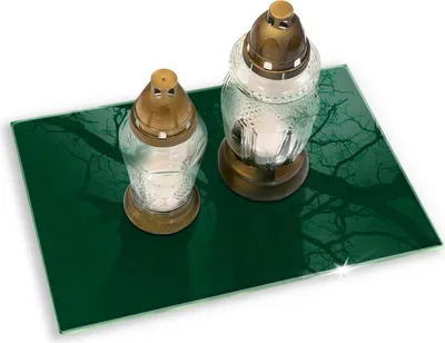 Produktbild von Glas Grabkerzen Untersetzer Motiv Gummifüße - 80x52 cm - Grüne Farbe