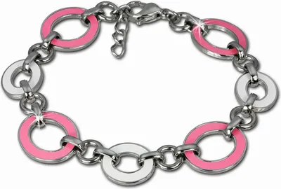Produktbild von Amello Armband Edelstahl Oval rosa weiß Damen Schmuck ESAG01P