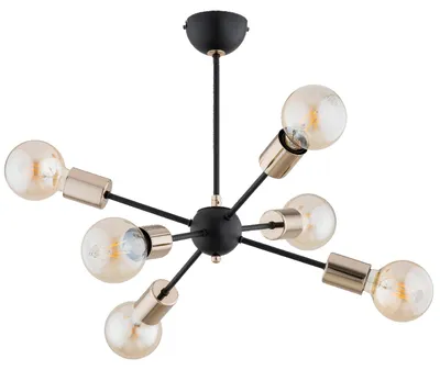 Zdjęcie produktu dla Lampa wisząca TIMOS czarno-złota 6xE27x15W metal wym:45x49x49cm IP20 Alfa