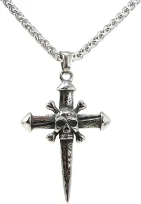 Produktbild von Lederkette Edelstahlkette 316L PIRATEN KREUZ 50 cm Edelstahl 05-05