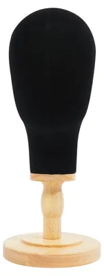 Produktbild von Perückenkopf Ständer - Mannequinkopf Perückenständer - 40 cm Höhe - Kunststoff Leinen Holz - Halter für Perücken und Hüte - Schwarz