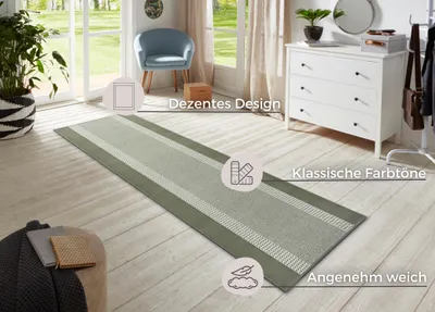 Image de Hanse Home | Tapis moderne BASIC - 80 cm x 200 cm - Vert - Design minimaliste - Résistant et facile à entretenir