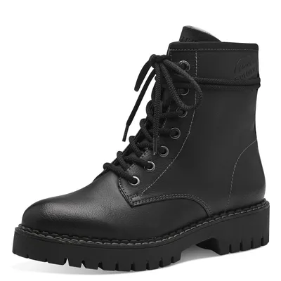 Image de Bottes à lacets pour femmes s.Oliver, sans talon, confortables, en matière vegan, couleur noire, taille 38 EU