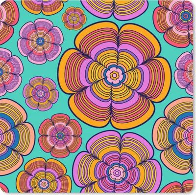 Produktbild von MuchoWow® Mauspad Mousepad Design - Flower Power - Farben 20x20 cm - Mousepads - Maus Mat - Pad - Mausunterlage - Desk Mat - Bureauartikeln