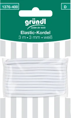 Produktbild von Gründl Elastic-Kordel in Weiß, aus strapazierfähigem Polyester und Elastodien