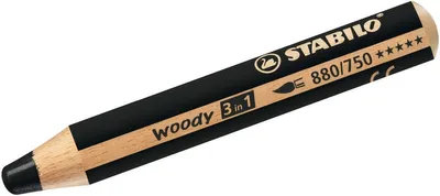 Immagine prodotto di Matita colorata, acquerello e pastello a cera - STABILO woody 3 in 1 - confezione da 5 - nero