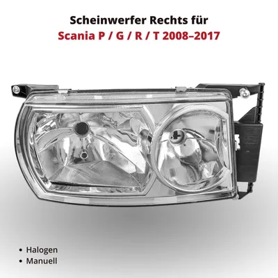 Obrázek produktu pro Přední světlomet vpravo pro Scania P / G / R / T 2008–2017 | Halogen | OEM 1730958