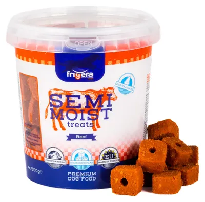 Productafbeelding van Frigera Halfvochtige Zachte Snacks Rundvlees 500g – Zachte hondensnacks zonder toegevoegde suiker