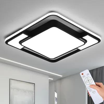 Produktbild von Natsen LED Deckenleuchte 90W Deckenlampe, dimmbar mit Fernbedienung, Schwarz Quadrat Lampe,  für Wohnzimmer, Schlafzimmer, Büro, Arbeitszimmer (420*420*60mm)