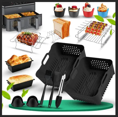 Silikonform für Airfryer 8,5 l – 21-teiliges Set, schwarz