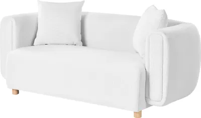 Produktbild von BELIANI Sofa Weiß Stoff 2-Sitzer mit Holzbeinen Retro Stil Modern Couch Polstersofa Stoffsofa Wohnzimmer