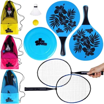 Image de Funsport Set de jeux d'extérieur (bleu) Badminton, Frisbee & Beachball - Plage, Jouets d'été, Vacances