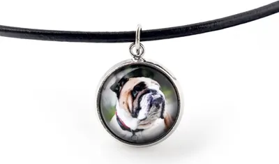 Produktbild von Bulldog, Englische Bulldogge - Halskette mit Anhänger mit Ihrem Foto, handgefertigt, handgefertigter Schmuck der Marke Art-Dog