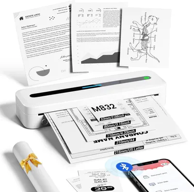 Productafbeelding van Draagbare thermische printer A4, 300 DPI, Bluetooth, wit