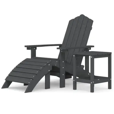 Produktbild von Adirondack-Gartenstuhl mit Hocker & Tisch HDPE Anthrazit