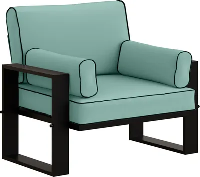 Produktbild von BETTSO Gartensessel türkis – Loungesessel für Garten & Terrasse, wetterfest, Metallgestell schwarz, bequeme Polsterung