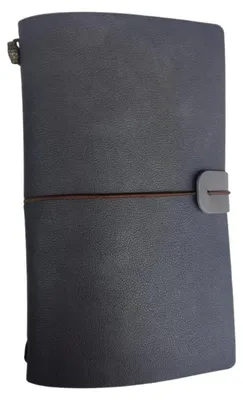 Produktbild von A6 Kunstleder Notizbuch nachfüllbar mit Taschen Organizer Reisetagebuch Grau 120x200mm