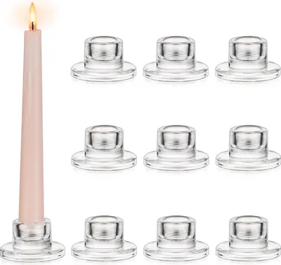 Produktbild von Glas-Kerzenhalter - Transparente Kerzenhalter Set von 10 - Kerzenständer für kleine Kerzen - Weihnachts-Hochzeits-Centerpiece Tische